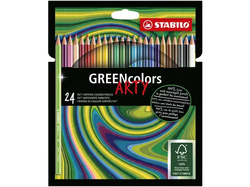 Kleurpotloden STABILO 6019 GREENcolors Arty assorti etui à 24 stuks