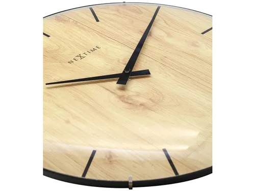Wandklok Nextime Edge-Wood-Dome dia 35cm kunststof licht bruin streep