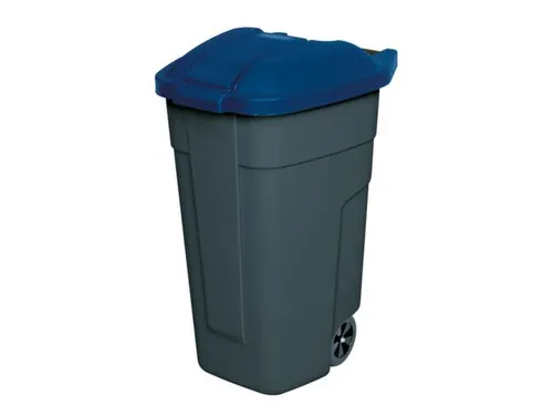 Afvalbak 100 Liter HxBxD 850x510x550mm Pp Romp Antraciet Deksel Blauw