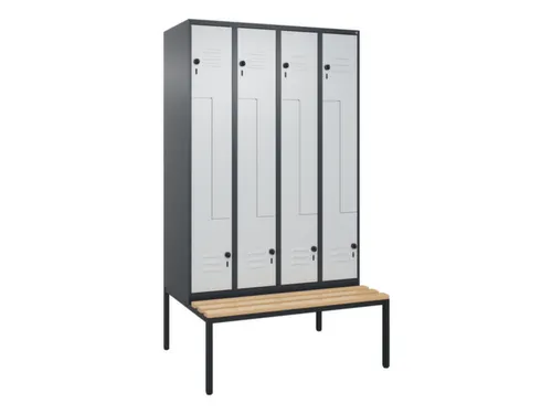 Z-garderobekast,HxBxD 2120x1200x815mm,8vak,vak B 300mm,draaigrendel