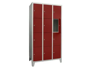 lockerkast,HxBxD 1850x900x500mm,3x4vakken,RAL7035,front RAL3000 - 2