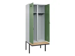 locker met bank,voor scheiding van kleding,HxBxD 2120x800x815mm,2vak