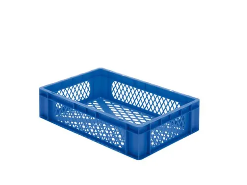 Euronorm-stapelbak 26l 145x600x400mm Wanden/bodem Opengewerkt Blauw