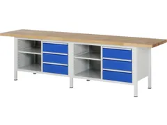 werkbank,HxBxD 840-1040x3000x700mm,beukblad,draagverm. 1250kg