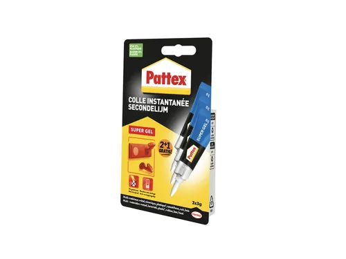 Secondelijm Pattex super gel 3 gram blister 2+1 gratis