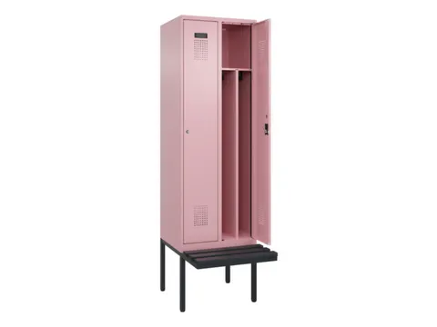 locker met bank,voor scheiding van kleding,HxBxD 2120x600x815mm,2vak