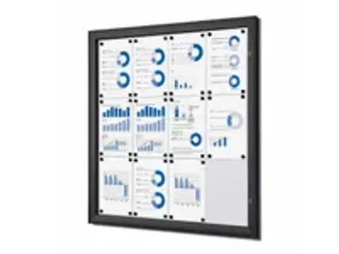 OUTLET Vergrendelbaar Mededelingenbord Indoor/ Outdoor 12xA4 Zwart