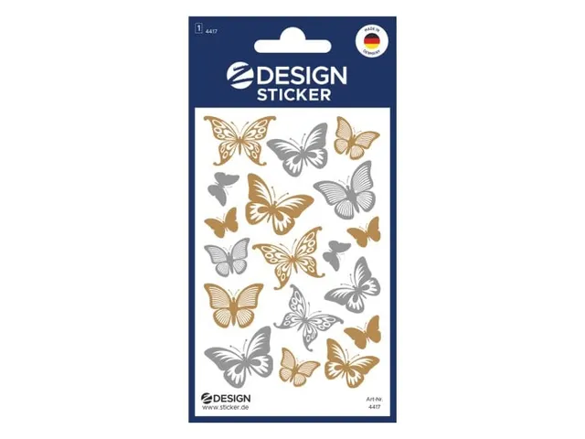 Foliesticker Z-design Gouden/ zilveren vlinders, pakje à 1 vel