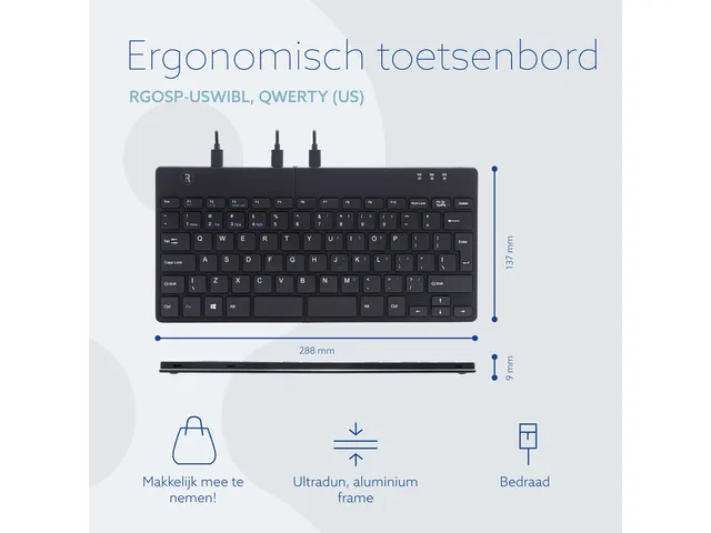 Split Break V2 ergonomisch toetsenbord Qwerty US Zwart bedraad