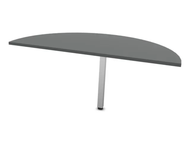aanbouwtafel,HxBxD 740x1400x700mm,halfrond,MS-donkergrijs