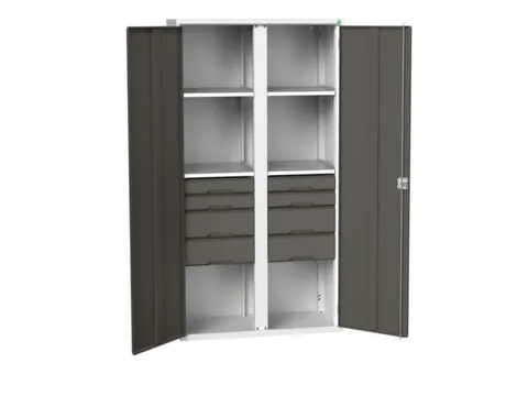 universele kast,HxBxD 2000x1050x550mm,4xStalen bodem,8lade(n)