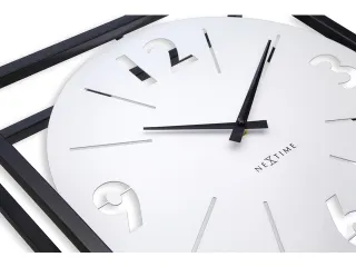 Tafel/wandklok NeXtime Time Frame 40x40cm wit metaal - 7