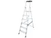 trapladder,eenzijdig,6treden,bordes m. antislip elementen,balk L 2,05m