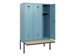 locker met bank,HxBxD 1950x1200x815mm,3vak,vak B 400mm,cilinderslot