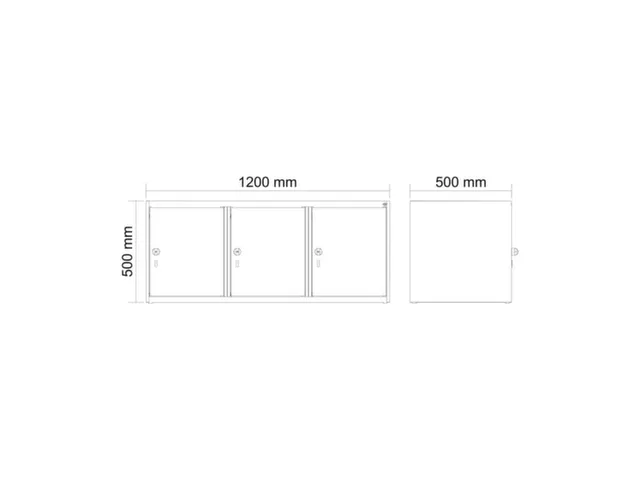 opzetkast,v. locker,3vak.,vak B 400mm,HxBxD 500x1200x500mm