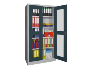 Vitrinekast Hxbxd 1950x1000x500mm Draaideuren Ral7035 Front Ral7016 - 1