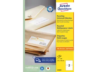 Etiket Avery Zweckform LR3655 210x148mm A5 recycled Wit 200 stuks - 2