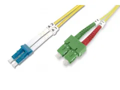 Glasvezel patchkabel duplex SC (APC) naar LC (PC) SM OS2 09/125µ 1m