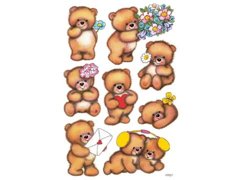 Etiket Herma 3578 Beren met Bloemen 3 vel