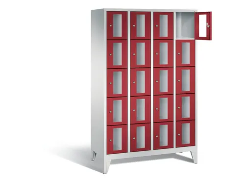 Lockerkast 1850x1190x500mm 4x5 vakken Cilinderslot Poten, RAL3003