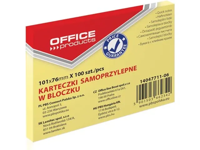 Memoblok 76x101mm 100 Vel Geel