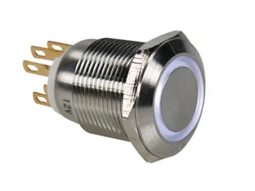 Drukknop IN Roestvrij Staal Spdt 1NO 1NC - Witte Ring - 19mm