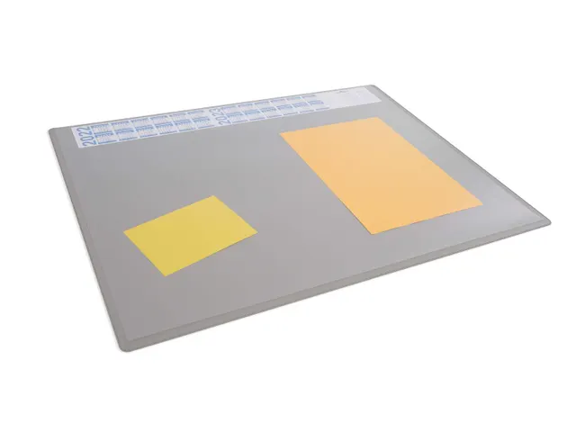 Sous-main PP avec calendrier rabat transparent 650x500mm gris