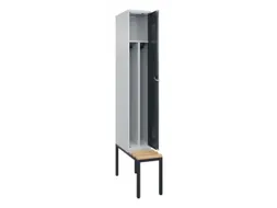 locker met bank,voor scheiding van kleding,HxBxD 2120x300x815mm,1vak