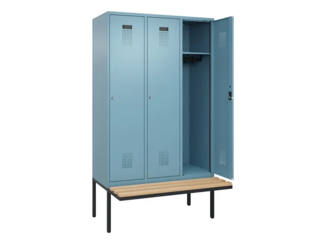 locker met bank,HxBxD 2120x1200x815mm,3vak,vak B 400mm,cilinderslot