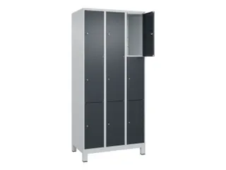 lockerkast,HxBxD 1950x900x500mm,3x3vakken,vak B 300mm,cil.-slot,voeten - 1
