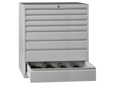 ladekast HxBxD 1000x1023x600mm 8laden RAL7035 front RAL6011