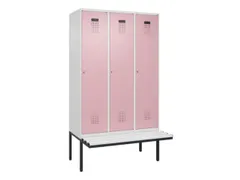 locker met bank,HxBxD 2120x1200x815mm,3vak,vak B 400mm,cilinderslot