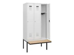 locker met bank,HxBxD 1950x900x815mm,3vak,vak B 300mm,cilinderslot