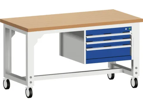 werkbank,verrijdbaar,HxBxD 840-1140x1500x750mm,beukenblad