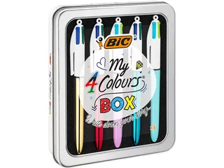 Balpen Bic 4kleuren My Bic medium assorti blik à 5 stuks - 1