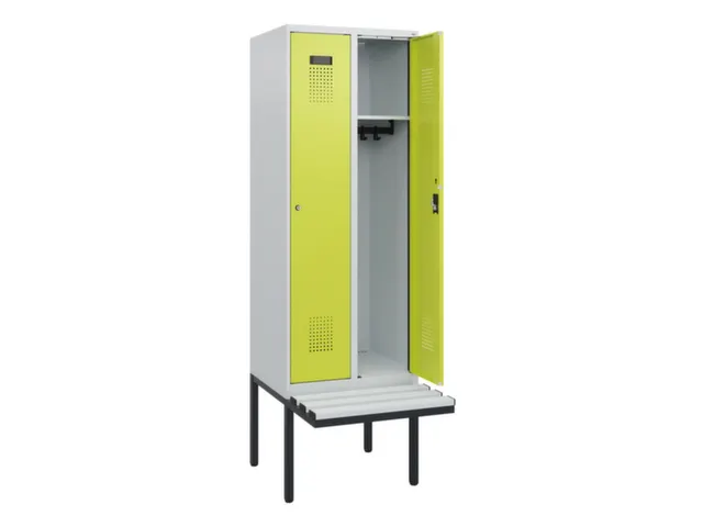locker met bank,HxBxD 1950x600x815mm,2vak,vak B 300mm,cilinderslot