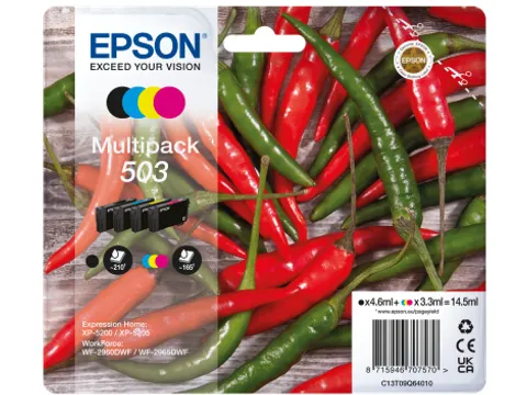 Epson 503, Normaal rendement, Zwart, Cyaan, Magenta, Geel, 4,6 ml, 3,3