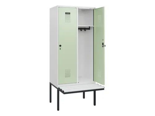locker met bank,HxBxD 1950x800x815mm,2vak,vak B 400mm,draaigrendel