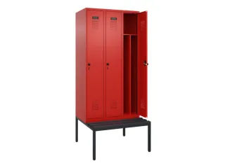locker met bank,voor scheiding van kleding,HxBxD 2120x900x815mm,3vak - 1