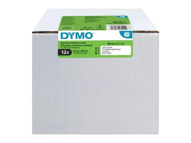 Etiket Dymo 99010 adressering 28x89mm 12 rollen á 130 stuks wit