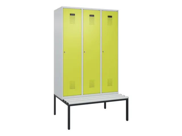 locker met bank,voor scheiding van kleding,HxBxD 2120x1200x815mm,3vak