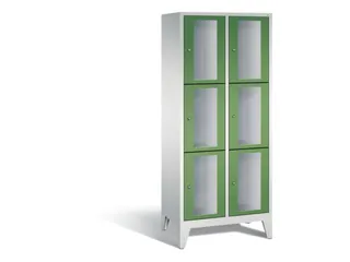 lockerkast 1850x810x500mm 2x3 vakken Cilinderslot Poten, RAL6011 - 2
