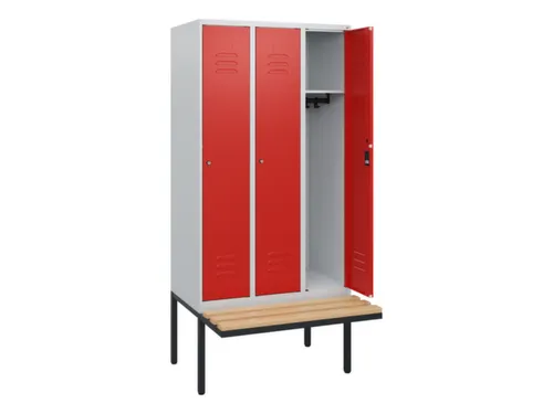 locker met bank,HxBxD 1950x900x815mm,3vak,vak B 300mm,cil.-slot