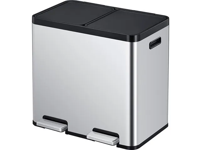 Afvalbak EKO Essential Recycler pedaalemmer 2x22 liter RVS