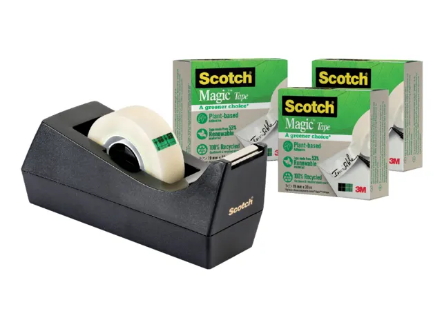 Dévidoir Scotch C38 recyclé noir + 3 rouleaux 19mmx33m