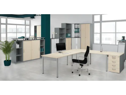 In hoogte verstelbaar hoekbureau,decor esdoorn