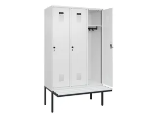 locker met bank,HxBxD 2120x1200x815mm,3vak,vak B 400mm,draaigrendel - 1