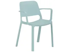 stapelstoel,4voeten,m. armleuningen,zitschaal PP hemelblauw