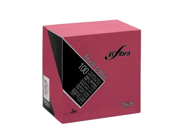 Infibra Servet 25x25cm 1/4 vouw 2-Laags Bordeaux Rood 3000 Stuks