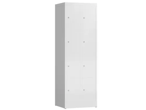 Lockerkast 1800x590x500mm 2x4 vakken cilinderslot, sokkel, RAL9003